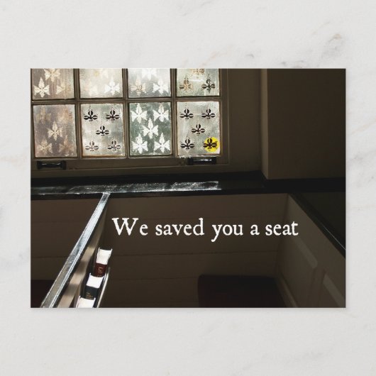 We hebben je een stoel bespaard briefkaart (Voorkant)