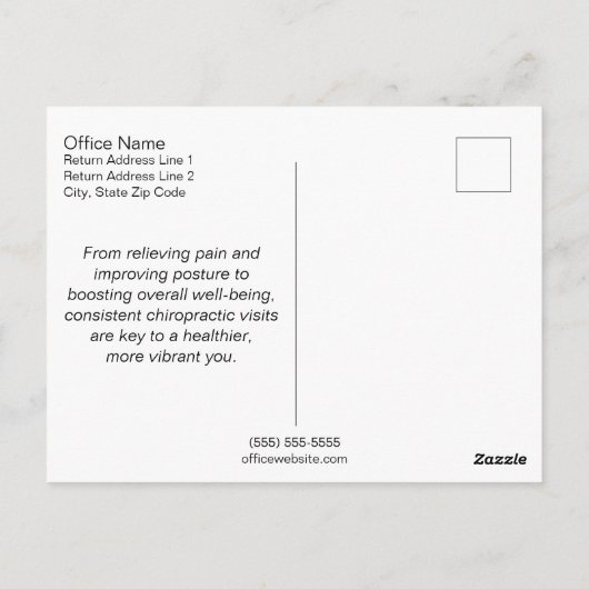 We hebben je gemist, Chiropractie Recall Briefkaar Briefkaart (Achterkant)