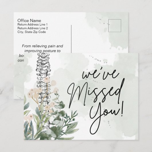 We hebben je gemist, Chiropractie Recall Briefkaar Briefkaart (Voorkant / Achterkant)