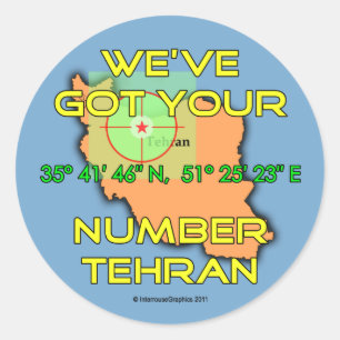 We hebben je nummer in Teheran. Ronde Sticker