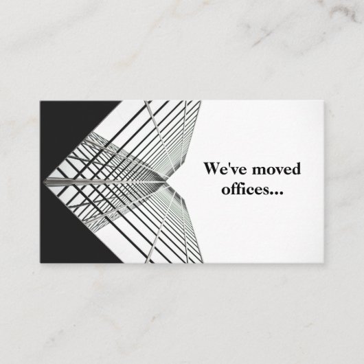 We hebben kantoren verhuisd zwart wit verhuizen visitekaartje (Voorkant)