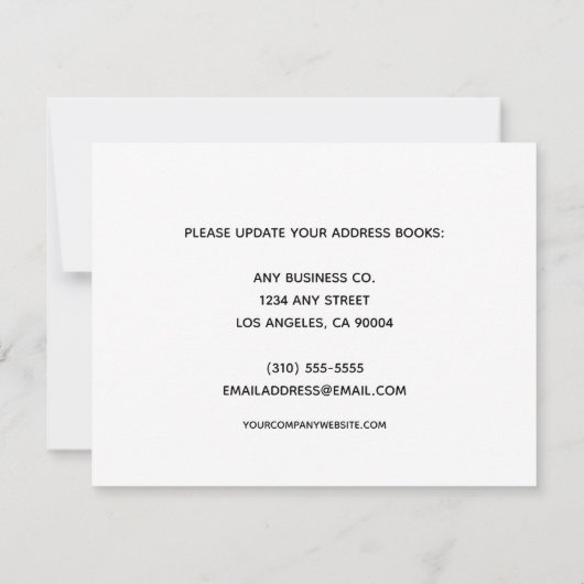 We hebben kantoren verplaatst Modern Business Addr Aankondiging (Achterkant)