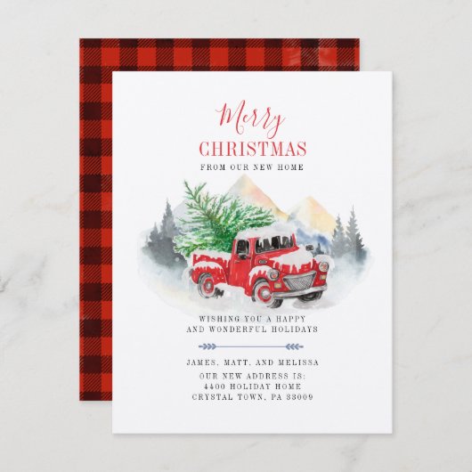 We hebben kerst-Feestdagen verplaatst. Notitiekaartje (Voorkant / Achterkant)