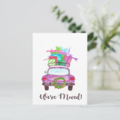 We hebben kerstauto verplaatst briefkaart (Staand voorkant)
