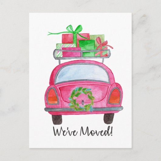 We hebben kerstauto verplaatst briefkaart (Voorkant)