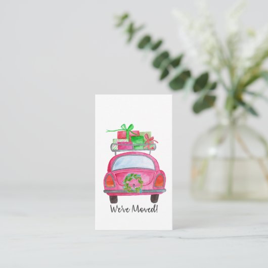 We hebben kerstauto verplaatst informatiekaartje (Staand voorkant)