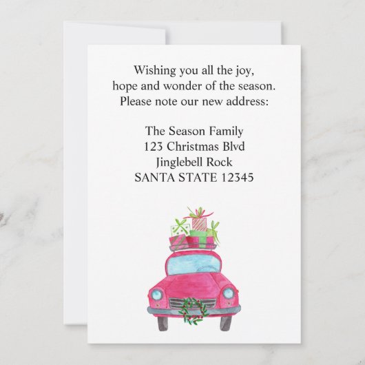 We hebben kerstauto verplaatst kaart (Achterkant)