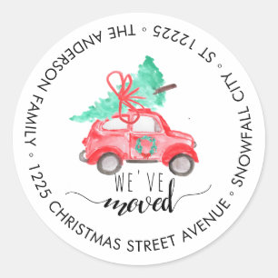 We hebben Kerstboom vakantie adres verplaatst Ronde Sticker