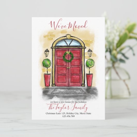 We hebben kerstfeestdag voor deur gezet. feestdagenkaart (Staand voorkant)