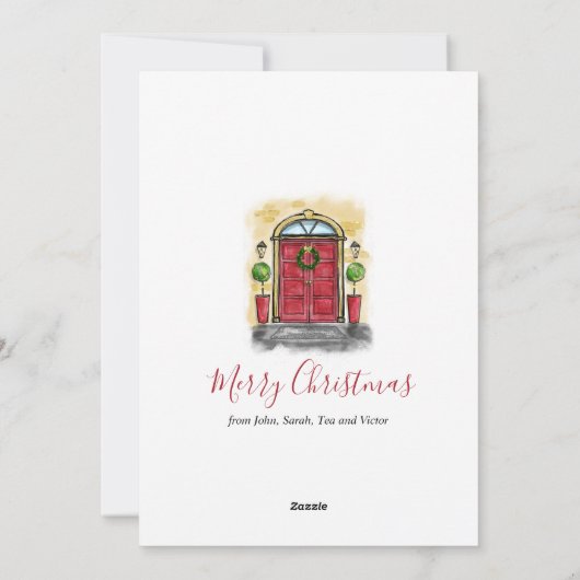 We hebben kerstfeestdag voor deur gezet. feestdagenkaart (Achterkant)
