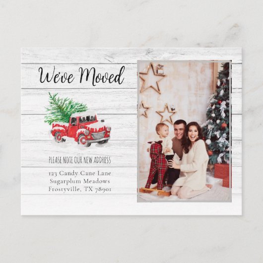 We hebben Kerstmis verhuisd vrachtwagen foto vakan Aankondigingskaart (Voorkant)