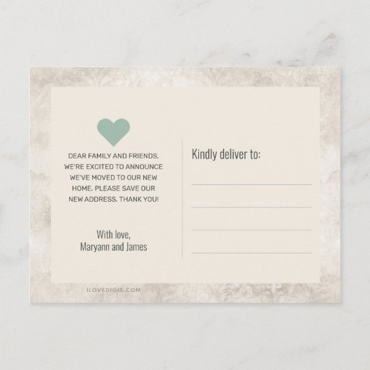 We hebben  Key Damask Adreswijziging verplaatst Aankondigingskaart (Achterkant)