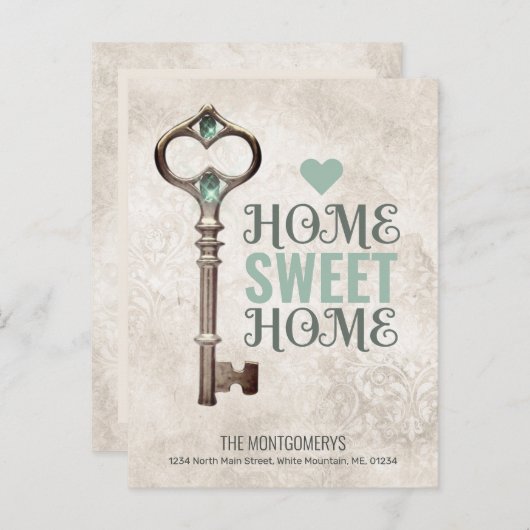 We hebben Key Damask Adreswijziging verplaatst Aankondigingskaart (Voorkant / Achterkant)