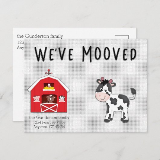 We hebben Koe verplaatst in Barnyard Briefkaart (Voorkant / Achterkant)