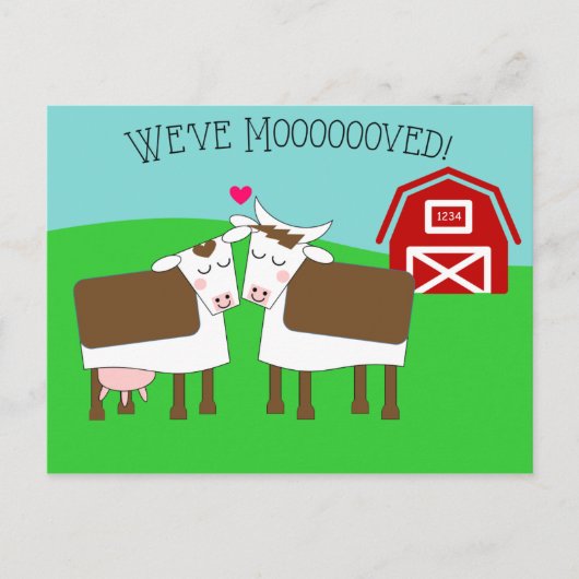 We hebben Koeien en Barn New Address Briefkaart ve (Voorkant)