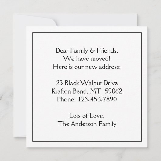 We hebben Kraft Modern New Address Change verhuisd Aankondiging (Achterkant)