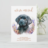 We hebben Labrador Puppy Boho Floral Dog Moving ve Aankondiging (Staand voorkant)