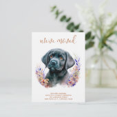 We hebben Labrador Puppy Boho Floral Dog Moving ve Aankondigingskaart (Staand voorkant)