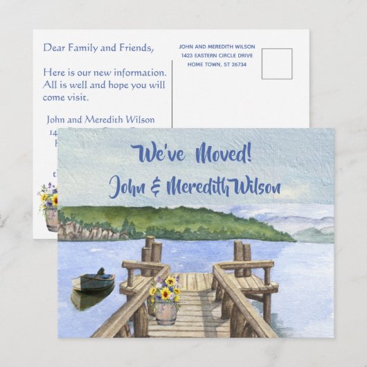 We hebben Lake Boat Mountain Budget Dock Move Aankondigingskaart (Voorkant / Achterkant)