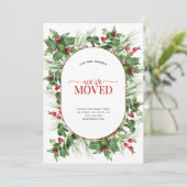 We hebben Matig Holly Berry Moving Announcement ve Feestdagenkaart (Staand voorkant)