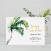 We hebben Merry Kerstmis Palm Boom Bewegd. Folie Feestdagenkaart (Staand Voorkant)