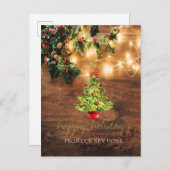 We hebben mistletoe, String Lights, Hout, Pine Tre Aankondigingskaart (Voorkant / Achterkant)