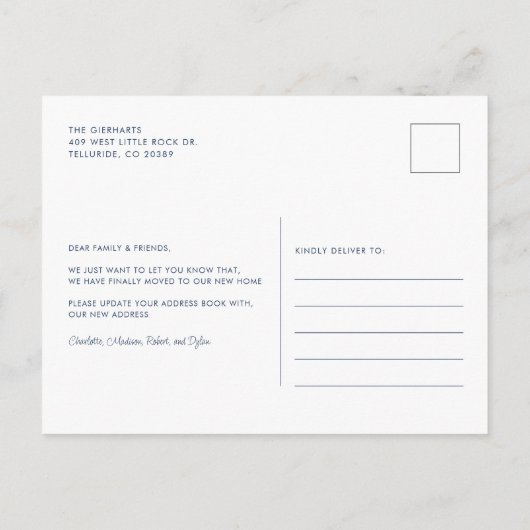 We hebben moderne elegante chique bloemen verhuisd aankondigingskaart (Achterkant)
