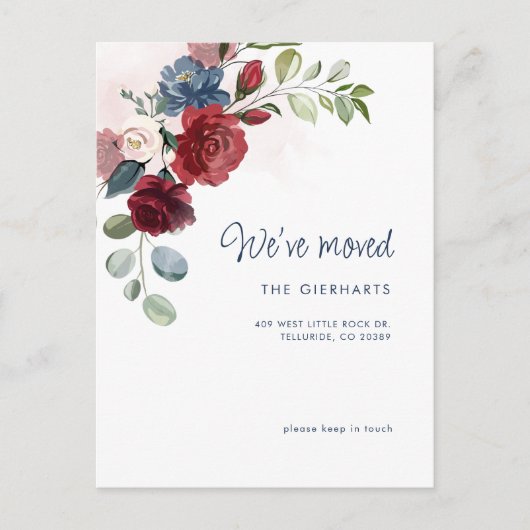 We hebben moderne elegante chique bloemen verhuisd aankondigingskaart (Voorkant)