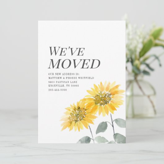 We hebben Moderne Zonnebloem verplaatst Aankondiging (Staand voorkant)