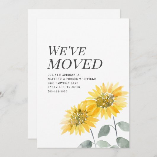 We hebben Moderne Zonnebloem verplaatst Aankondiging (Voorkant / Achterkant)