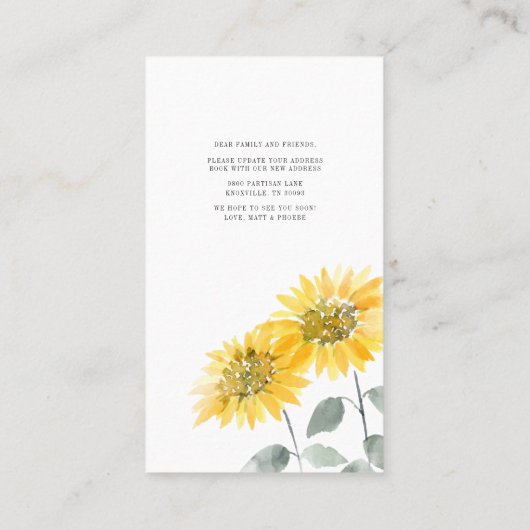 We hebben Moderne Zonnebloem verplaatst Visitekaartje (Achterkant)