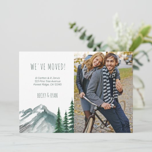 We hebben Mountain Forest Photo Moving Aankondiging (Staand voorkant)