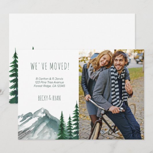 We hebben Mountain Forest Photo Moving Aankondiging (Voorkant / Achterkant)