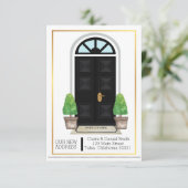 We hebben 'Moving Announcement Black Gingham' verp Kaart (Staand voorkant)