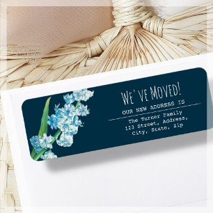 We hebben Navy Blue Flower Return-adreslabel verpl Etiket
