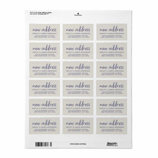 We hebben Navy Blue Grey Nieuw Adres Label verplaa (Full Sheet)