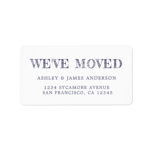 We hebben Navy Blue White Nieuw adreslabel verplaa Etiket (Voorkant)