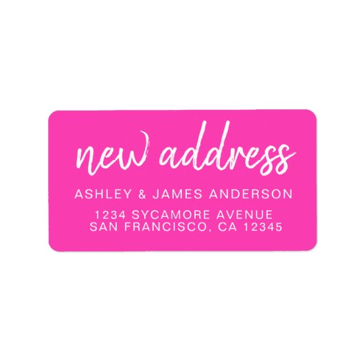 We hebben Neon Pink New Address Label verplaatst (Voorkant)