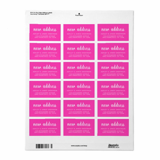 We hebben Neon Pink New Address Label verplaatst (Full Sheet)