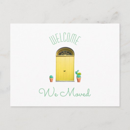 We hebben New Address Southwest Yellow Door Cactus Aankondigingskaart (Voorkant)