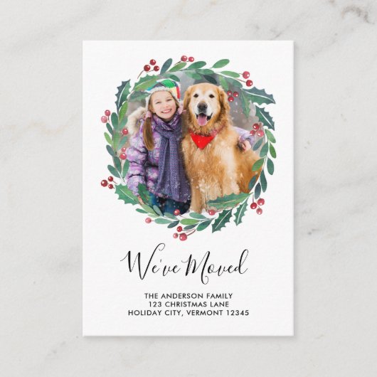 We hebben New Home Greenery Wreath Photo Moving Informatiekaartje (Voorkant)