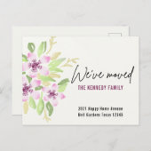 We hebben New Home Pink Waterverf Floral Moving Aankondigingskaart (Voorkant / Achterkant)