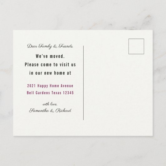 We hebben New Home Pink Waterverf Floral Moving Aankondigingskaart (Achterkant)