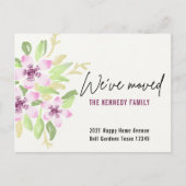 We hebben New Home Pink Waterverf Floral Moving Aankondigingskaart (Voorkant)