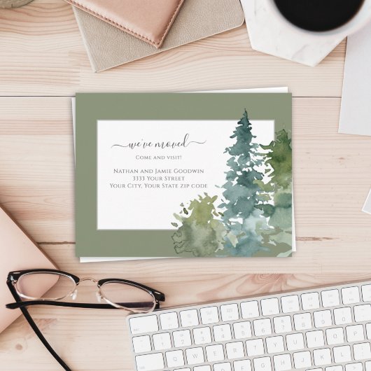 We hebben New Home Script Pine Tree Groen verplaat Briefkaart