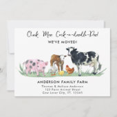 We hebben nieuw adres verplaatst Schattigee boerde Aankondiging (Voorkant)