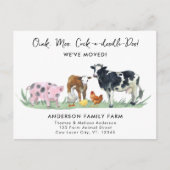 We hebben nieuw adres verplaatst Schattigee boerde Aankondigingskaart (Voorkant)