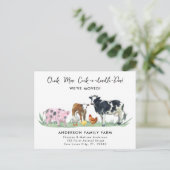 We hebben nieuw adres verplaatst Schattigee boerde Aankondigingskaart (Staand voorkant)