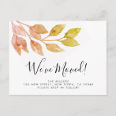 We hebben nieuw huis rustiek gebladerte verplaatst aankondigingskaart (Voorkant)