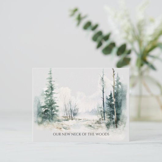 We hebben nieuw huis rustiek landschap verplaatst briefkaart (Staand voorkant)